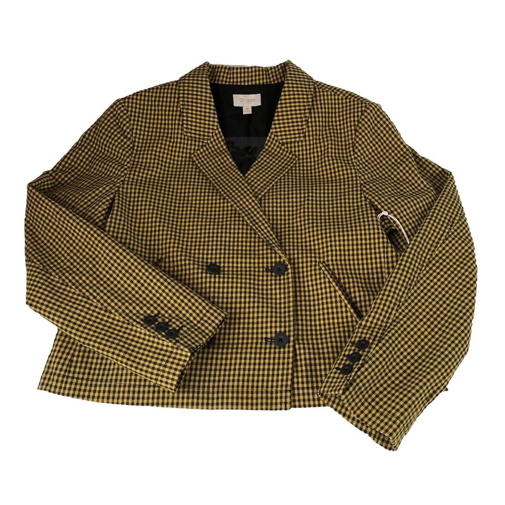 Brixton Miranda Blazer Women’s Checkered Yellow & Black Size Medium